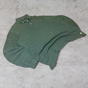 Mens vintage Green and navy Y2K Vintage striped Longsleeve polo size XL